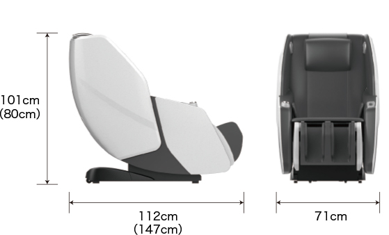 幅71cm、奥行き112cm(147cm)、高さ101cm(80cm)